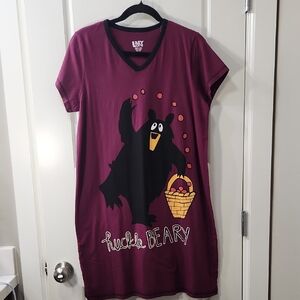 Lazy One Berry Purple Bear Graphic Nightshirt S/M